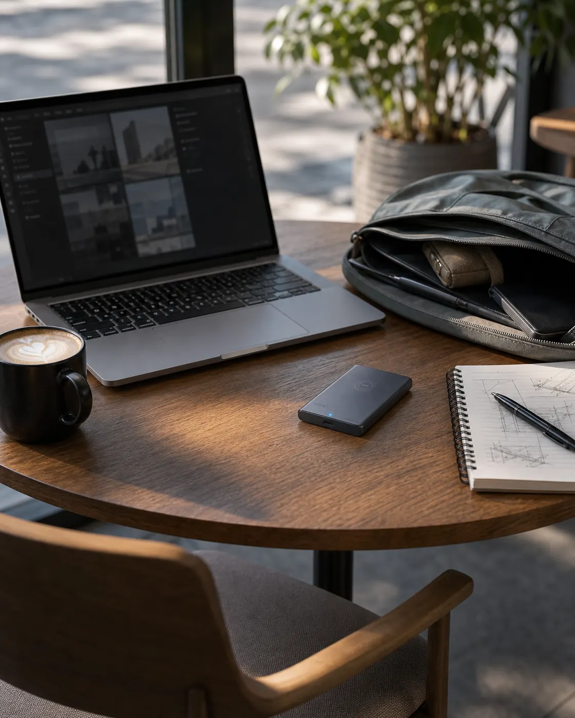 VaultDrive on a cafe desk for everyday secure work